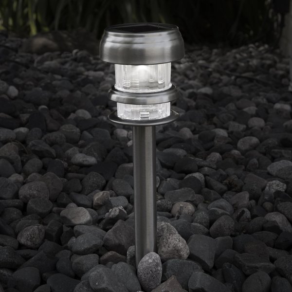 Pure Garden Solar Powered LED Outdoor Stake Spotlight Lights -Silver, 4PK 50-129